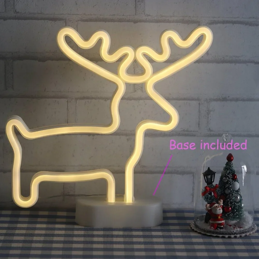 2 Packs Reindeer Tree Green Neon Wall Décor Lights USB and Battery Powered